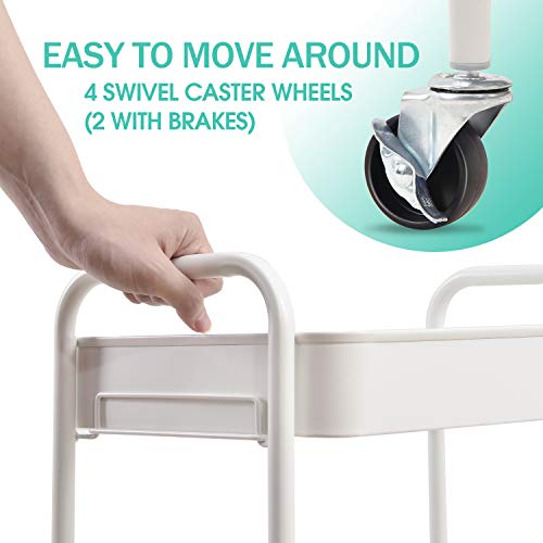 عربة مطبخ دوارة من 3 طبقات معدنية من كينجراك، عربة تقديم بمقابض وعجلات للمكتب والصالون، عربة متعددة الأغراض للمطبخ والحمام ومستحضرات التجميل، بدون براغي، سهلة التركيب