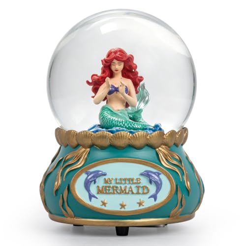 Meadaro Mermaid Musical Snow Globe, Music Box Snow Globe with Glitter, Wind Up Musical Snow Globe Ocean Theme Decor, Mermaid Snow Globe Gift for Girls, Birthday, Collectible Home Decor