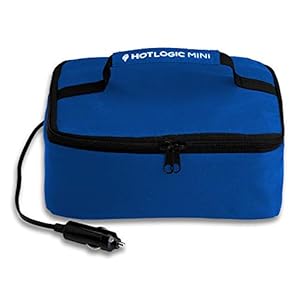 HOTLOGIC Mini draagbare oven, voedselverwarmer elektrische lunchbox met 12V voertuigstekker, mini persoonlijk verwarmde lunchbox voor koken en opwarmen van maaltijden in voertuigen en vrachtwagens voor werk of reizen (blauw)