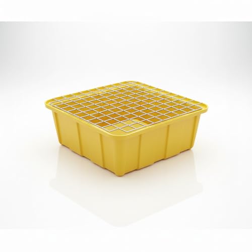Bac de rétention pour bidons 80L avec caillebotis jaune Plast'Up rotomoulage