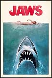 Jaws - Framed Movie Poster (Regular Style - Retro/Vintage Design) (Size: 24' x 36')