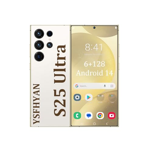 S25 Ultra 7 Pulgadas de Alta DefinicióN TeléFono Inteligente,72mp Frontal + 108mp CáMara Trasera TeléFono Inteligente,5G Reconocimiento Facial TeléFono Ultra Delgado,para P(Size:6GB+128GB,Color:White)