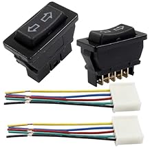 2Pcs 5 Pin Car Window Switch, 12V 20A Double Arrow Pattern Control Power Window Lift, Automobile Car Power Window Master Switch with WiringBlue Light