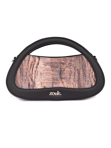 Image of ZOUK Nadia Sling Bag for Women - Stylish Crossbody with Cutout Top Handle | Handcrafted Shoulder Bag with Multiple Pockets & Water-Resistant Lining | Formal & Casual Use |