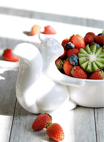 Sweese 741.101 Snack Serving Dish - Porcelain Squirrel Nut Bowl, Holiday Candy Dish For Snacks, Nuts, Fruits, Candies And Goodies, Ideal For Party, Weddings, Baby Showers, Table Home Decor, White #TOP5