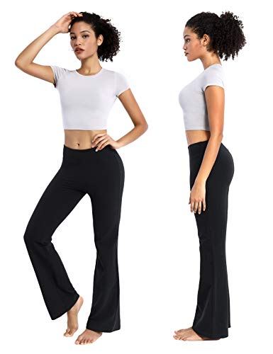 Bubblelime 29"/31"/33"/35" 4 Styles Women's Inner Pocket Bootcut Yoga Pants - Basic Cotton_Black(2) Xl-35 Inseam #TOP1