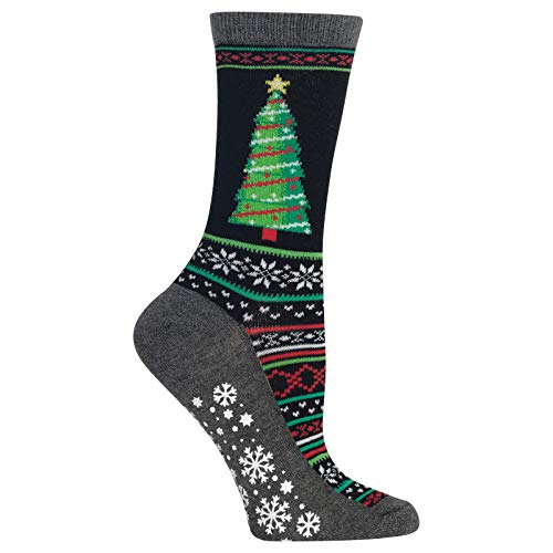 Hot Sox Womens Christmas Tree Non Skid Crew Socks, Womens Shoe Size 4-10.5