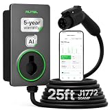 Autel 50A Level 2 EV Charger, 240V Hardwired J1772, WiFi, 25ft Cable