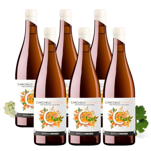 Carchelo Orange 2024 |6 botellas | Vino Blanco de Pieles | 100% Airén de Secano | Maceración con Pieles | Fermentación Artesanal | Vino Naranja Vegano | D.O.P. Jumilla | Producción Limitada | 12% Vol