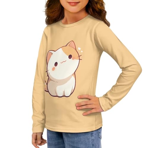Image of Girls Long Sleeve T Shirt Cute Cartoon Crewneck Shirt for Kids 3-16Y Fall Winter Clothes