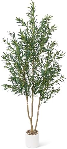 Olive Tree 6FT Fake Tree Faux Plants Indoor with Pot Artificial T...
