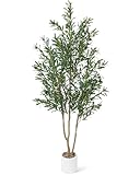 Sillaff Olive Tree 6FT Fake Tree Faux Plants Indoor with Pot Artificial Tree Nearly Natural Olive Branches and Fruits for Living Room Home Office Decorations