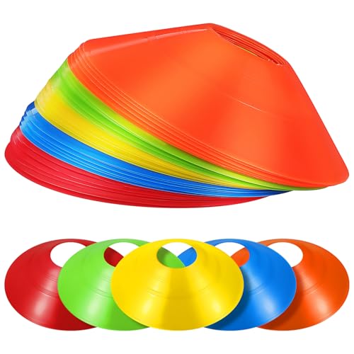 SUPVOX 30 Pcs Soccer Agility Cones: Training Disc Cones with Mesh Carry Bag for Football Basketball Practice - 5 Color Sports Equipment for Drills