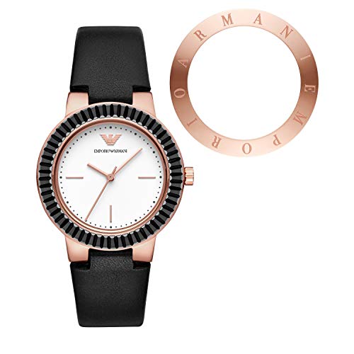 Preisvergleich Produktbild Emporio Armani Damen Analog Quarz Uhr mit Leder Armband AR80027