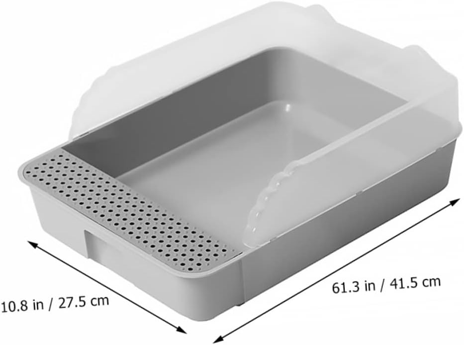 Cat Litter Box Semi Enclosed Toilet with Detachable for Easy Cleaning Spacious Design for Kittens and Cats Grey