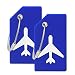 Silicone Luggage Tag With Name ID Card Perfect to Quickly Spot Luggage Suitcase (Plane 2Pcs Blue)