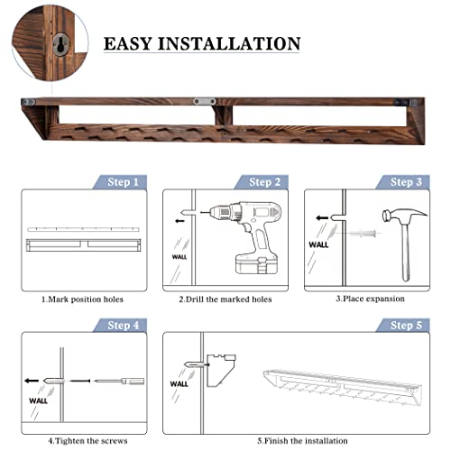 LAVIEVERT Support mural pour médailles de gymnastique avec étagère de rangement, étagère murale en bois pour trophée… - Image 6