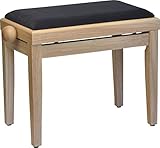 Farbe: Natur Steinbach 401 Klavierbank in Natur matt mit schwarzer Stoffsitzauflage