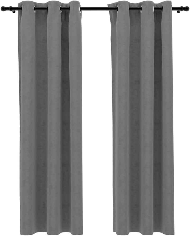 vidaXL Curtains 2 Pcs, Blackout Curtains for Bedroom Living Room, Window Blinds with Rings, Darkening Curtains Drapery, Gray Velvet