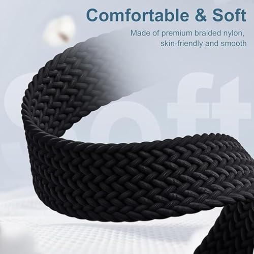 Image of Magnetic Braided Band for Samsung Galaxy Watch 9 8 40mm 44mm, Galaxy Watch8 Classic 46mm, One Click No Gap Elastic Stretchy Nylon Fabric Sport Strap for Women Men (Black)