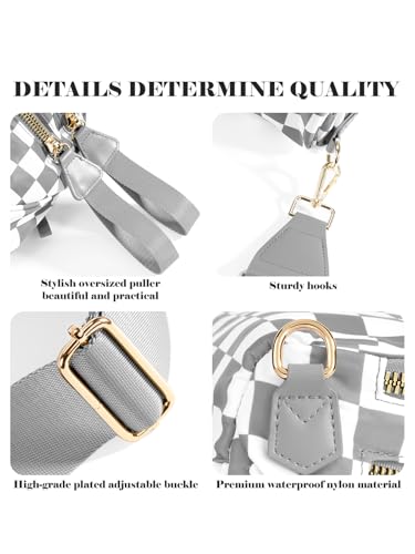 Image of Black and White Checkered Crossbody Bag Bum Bag for Women,Spacious Checkered Purse Fanny Packs Belt Bag