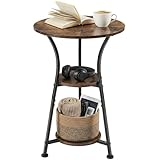 Dulcii Small Round End Table for Narrow and Small Space, 3-Tier Round Accent Couch Beside Table, Modern Side Table Corner Sofa Table Nightstand for Living Room Bedroom