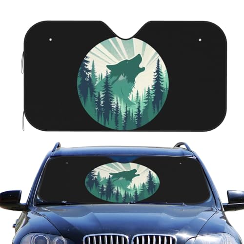Pare-Soleil de Voiture Loup Hurlant pour Protéger le Pare-Brise en Camping-Car et Sorties Outdoor