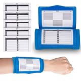 Lebared Football Wristbands with 5 Playbook Cards, Clear PVC Windows Wristbands Sports for Youth & Adults, 5on5 Flag Football Wrist Bands, QB Arm Bands for Quarterback, Catcher, Referee (Blue 1Pack)