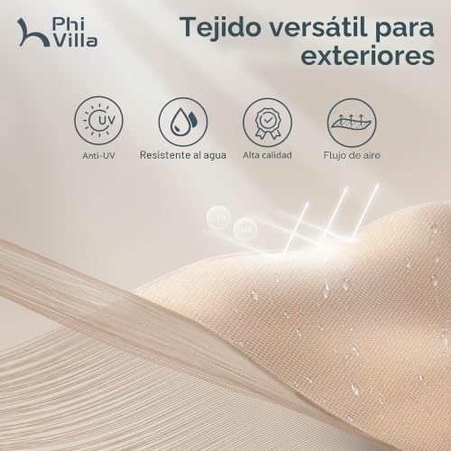 Parasol grande 200 x 380 cm PHI VILLA sombrilla rectangular jardin proteccion UV 5