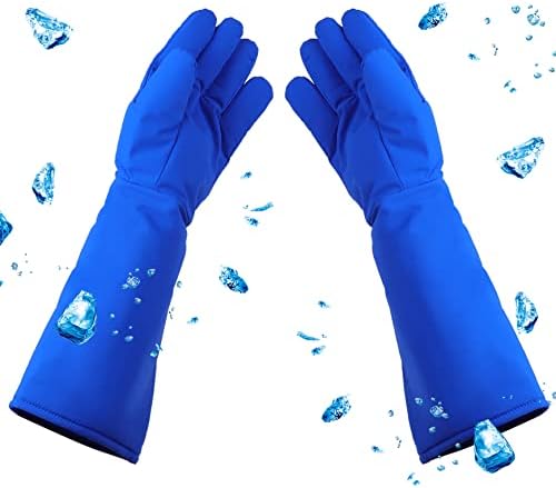18.9inch Cryogenic Gloves Low Temperature Liquid Nitrogen Protective Cowhide Gloves Resistance for Dry Ice Liquid Nitrogen Cold Storage Large Size