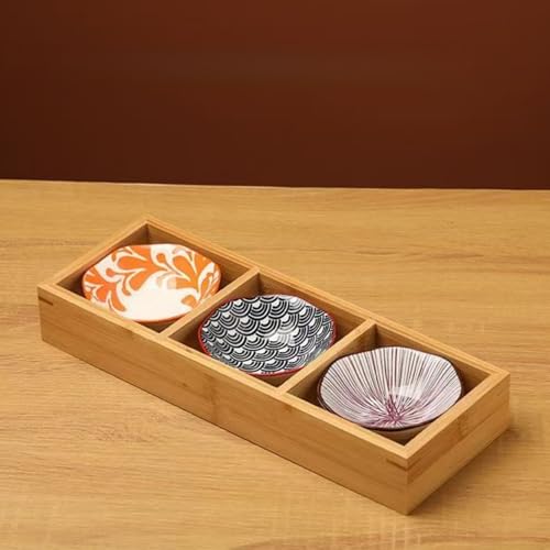 Borine 小皿セット 和皿 トレイ ディナー食器セット 仕切りトレー 盛り鉢 和風 天然木 竹製 2/3/4/6/9宮格 陶磁器製 和食器 小鉢 調味料 デザート タレ 寿司 豆皿 醤油皿 前菜皿 鍋料理 贈り物 家庭用 料理店 業務用 来客用 食洗機