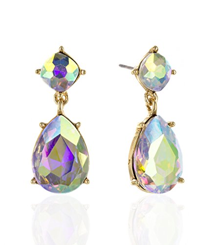 INPINK Fashion Jewelry Aurora Crystal Drop Earrings in Gold-Tone