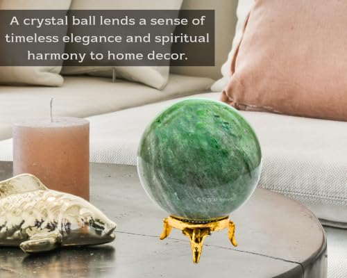 Image of Certified Green Aventurine Crystal Ball for Meditation - Premium Crystal Vastu Items for Home and Feng Shui Items for Good Luck - Ideal for Pooja Supplies and Spiritual Practices (2.5 inch Inch)