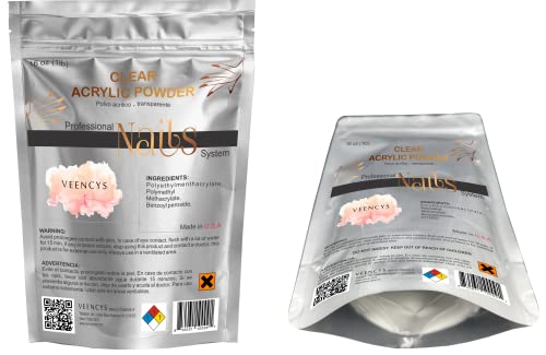 Professional Acrylic Dip Powder For Nail Art-Long Lasting-Large Capacity And Quick Dry Quality Salon Manicure-Nail Extension (16 Oz, Clear) By Veencys #TOP3