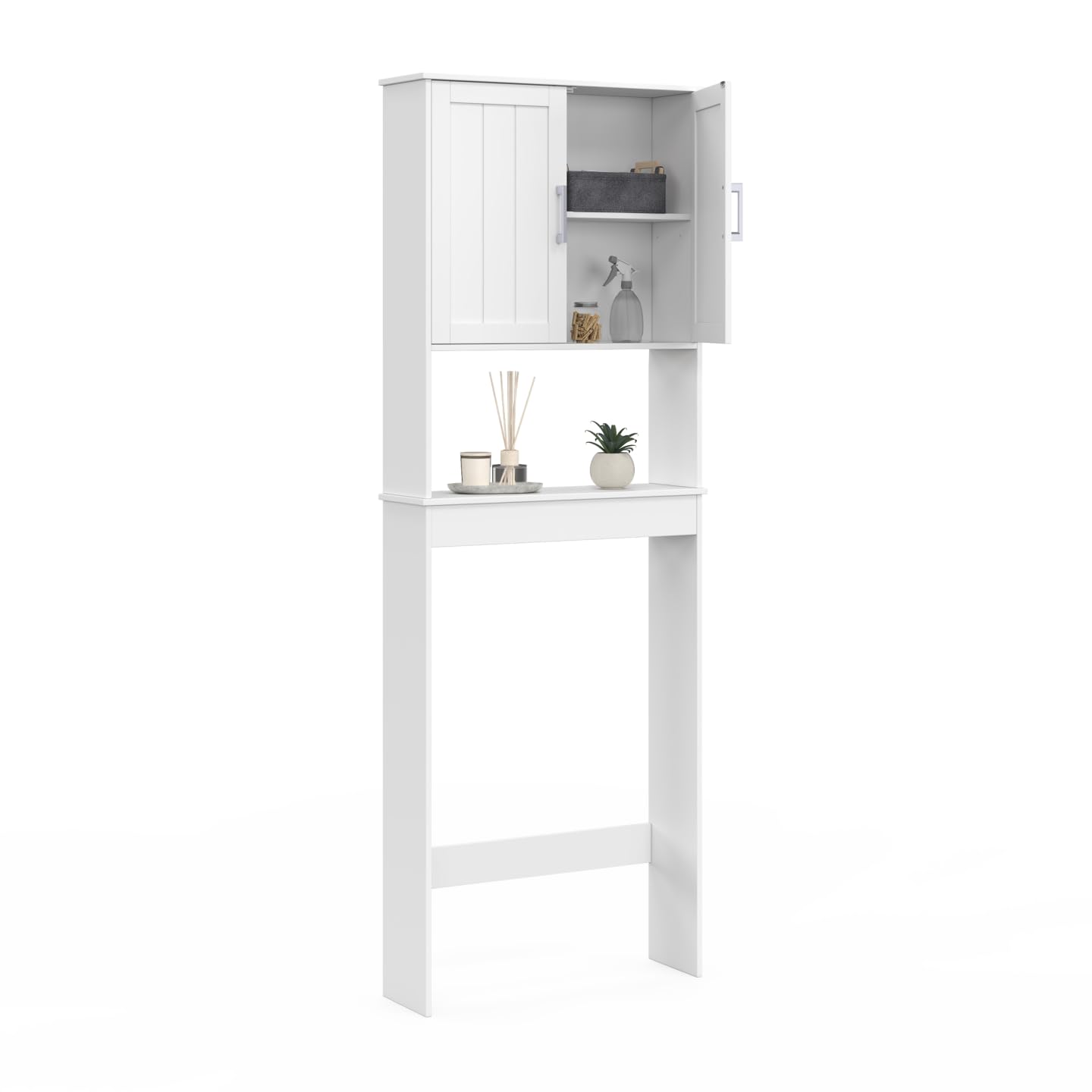 IDMarket - Mueble estante superior WC Waldo Placard madera, color blanco