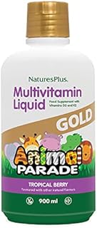 NaturesPlus Animal Parade Gold Liquid Multivitamin - Food Extracted Vitamins and Superfoods for Kids - Natural Tropical Berry Flavour - Immune Support - Gluten Free, Vegetarian - 900ml