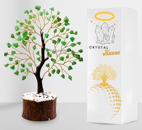 Image of Certified Chrysoprase Crystal Tree for Good Luck Items for Home Decor - Authentic Seven Chakra Crystal Tree for Positive Energy and Harmony - Elegant Feng Shui Ornament for Living Room