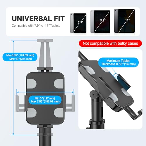 Image of AboveTEK POS Tablet Kiosk Stand - Universal Tablet Locking Mount for 7.9 inch-11 inch Devices, 360 Swivel Anti-Theft Security Stand for iPad, iPad Air, Samsung, Height Adjustable Desk Countertop
