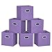 MaidMAX Cloth Storage Bins, Set of 6 Nonwoven Foldable Collapsible Organizers Basket Cubes with Dual Plastic Handles for Gift, Purple