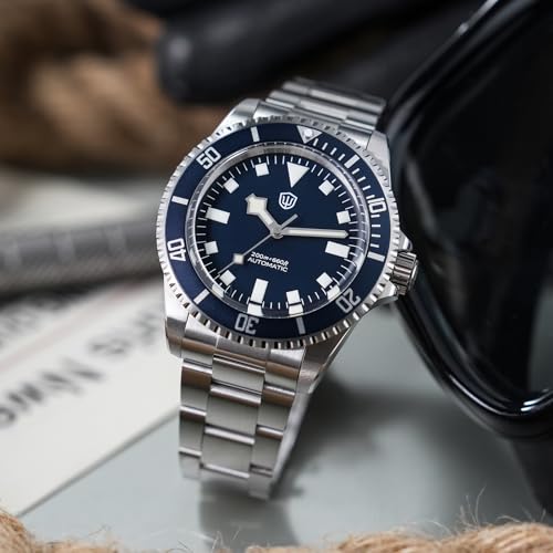 Image of watchdives WD5513 Vintage Sub Dive Watch, PT5000 Automatic Watches 38mm Sapphire Crystal Wristwatch 200m Waterproof Watch