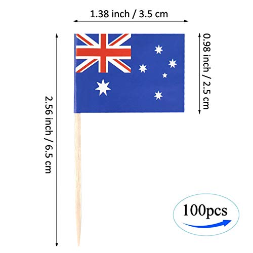 JBCD Australia Toothpick Flag Australian Mini Small Cupcake Topper Flags, 100pcs