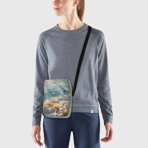 MCHIVER Small Messenger Bag Blue Seashell Pearl Crossbody Bag for Men Women Sling Shoulder Bags for Cycling Hiking Running2