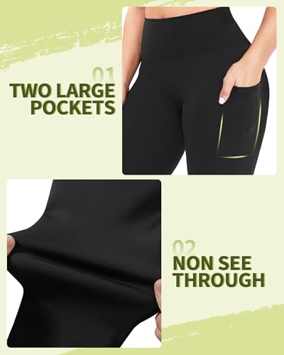 Image of Plus Size Leggings for Women - High Waisted Black Tummy Control Super Soft
