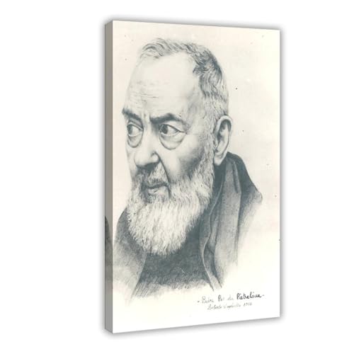 Toile Saint Padre Pio pour decoration murale de salon avec cadre suspendu