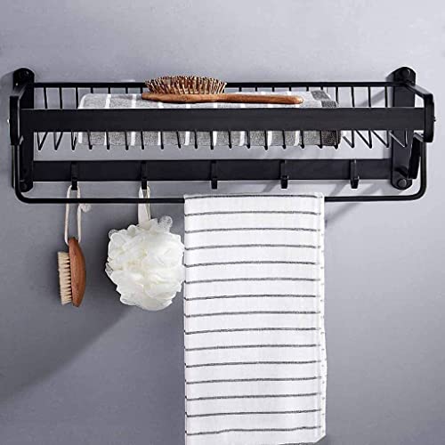 Toallero de aluminio espacial negro estante de baño de pared 4