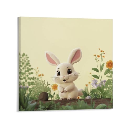 Impression sur toile de style moderne lapin mignon, tableau chic pour bureau et salon