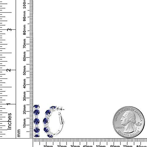 Gem Stone King 925 Sterling Silver Gemstone Birthstone and White Moissanite Hoop Earrings for Women | Round Cut 4MM and 1.9MM Stones | 1 Inch Diameter Hoops | Fine Jewelry for Her Mom Wife Women3