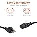Amazon Basics PC Power Cord, 15 feet, AC Power Cord for Monitor, Computer, TV, 3 Prong, 18 AWG, 125 Volts, Black