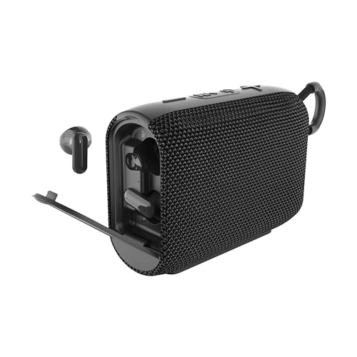 RED5 Black Wireless Bluetooth Earbuds and Rechargeable Speaker Charging Case Set
