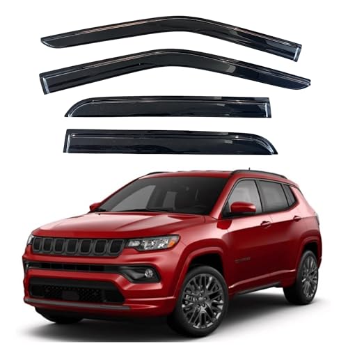 KPY Window Visor Compatible with Jeep Compass 2017-2024, 4PC Rain Guard Side Window Vent Deflectors Tape-On Mugen Style, 2017 2018 2019 2020 2021 2022 2023 2024